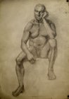 Сидящая мужская модель. Бумага, графитный карандаш. 61х43см, 1996г.с.