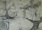 Аллегория района «Дашково-Песочня». Рязань. Бумага, графитный карандаш. 30,5х42,5см, 1995 г.с.