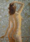 The naked girl, view from a back, 70х50 cm, canvas, oil, 2016 year of establishment.