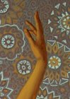 Picture fragment \"High moments. Modern ballet\". A female hand on an ornamental background.