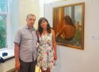 Spouses Andrey and Irina Mironovy at Andrey\'s picture \"Young Ryazan\". Opening of the art project \"Ryazan I Love You!\" Ryazan state regional puppet theater, on August 31, 2016. The action is dated for \"City Day\".
