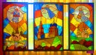 \"Ode of Ryazan\" stained glass triptych of Elena Podgornaya. Opening of the art project \"Ryazan I Love You!\" Ryazan state regional puppet theater, on August 31, 2016. The action is dated for \"City Day\".