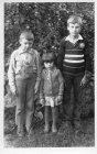 Alexey with cousins of father\'s line: Olya Gulenkova and Kolya Minaev. Gladkie Viselki village near Ryazan. 1981.