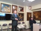 Artist Andrey Mironov opens the meeting \"Patterns in the horizon\". Art gallery of Andrei Mironov. Meeting the audience with the artist Alexei Akindinov. April 14, 2018 Creative club \"for the soul\", Ryazan.