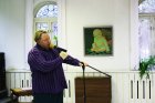 Alexey Akindinov\'s performance. Opening of his personal Patterns exhibition. Showroom \"Historical and Art Museum\". September 23, 2016. Lukhovitsy, Moscow region, Russia. Elena Shekhovtseva\'s photo. 