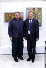 Alexey Akindinov (at the left) and Nikolay Shemarykin at opening of a personal exhibition of Alexey \"Patterns\" 