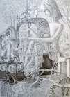 Эскиз к картине «Остановка Рязанские узоры» из серии «Провинция», 49х35см, бумага, графитный карандаш, 2015 г.с. Эскиз полностью.