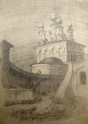 Open-air sketch «The Ryazan Kremlin». Paper, graphitic pencil. 43x31, 1996.