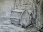 Still-life with egg. Paper, graphitic pencil. 30x43, 1988.