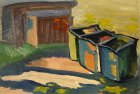 Garbage bins. Midsummer. 15х28 cm, paper, oil. 1994.