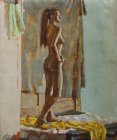 The standing naked girl, view from a back. 60х50sm, canvas, oil. 1995.
