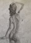 Эскиз к картине «Обнаженная девушка со спины», 35х25см, бумага, графитный карандаш, 2016 г.с.