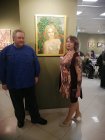 Alexey Akindinov and Ekaterina Orzhikhovskaya - artist-teacher, participant in the exhibition of Alexey\'s painting \"Rose Fairy\". Exhibition \"Inspiration by Ornament-2024\". Lyubertsy Art Gallery, 02/03/2024.