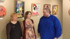 Participants of the exhibition, from left to right: Svetlana Konstantinova; Ekaterina Orzhikhovskaya; Alexey Akindinov at Catherine\'s paintings. Opening of the exhibition \"Inspiration by Ornament-2024\". Lyubertsy Art Gallery, 02/03/2024.