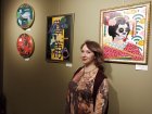 Participant of the exhibition - Ekaterina Orzhikhovskaya with her paintings. Opening of the exhibition \"Inspiration by Ornament-2024\". Lyubertsy Art Gallery, 02/03/2024.