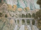 Detail of the mural \" Elven city.\" 1st wall . 