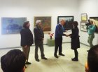 Rewarding with the Diploma of the sculptor – Polina Gorbunova. At the left – to the right: The chairman of the board of the Ryazan office of the Union of artists of Russia, the Honored artist of Russia – Alexey Anisimov, 