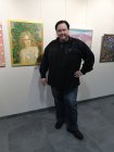 Opening of the festival 15.04.2023. Alexei Akindinov at his painting \"Rose Fairy\". International exhibition-competition \"World of Esotericism\", gallery \"Art-Commune\", Moscow, st. Kyiv, 2.