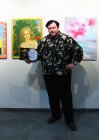 Alexey Akindinov with the award of the winner of the competition - Diploma of II degree for his painting \"Rose Fairy\". International exhibition-competition \"World of Esotericism\", gallery \"Art-Commune\", Moscow, st. Kyiv, 2. April 22, 2023.