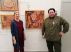 Elena Seryogina and Alexey Akindinov. Opening of Alexey\'s personal exhibition \"Ornamental Reality\". Art Gallery \"Prio-Vneshtorgbank\", Ryazan. 02/20/2023.